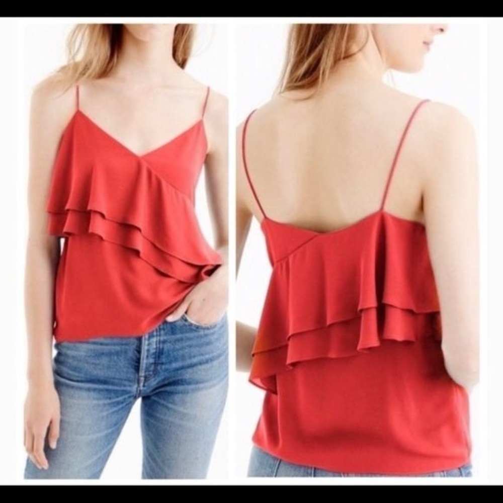 J Crew Women’s Coral Ruffle Tank Size 8